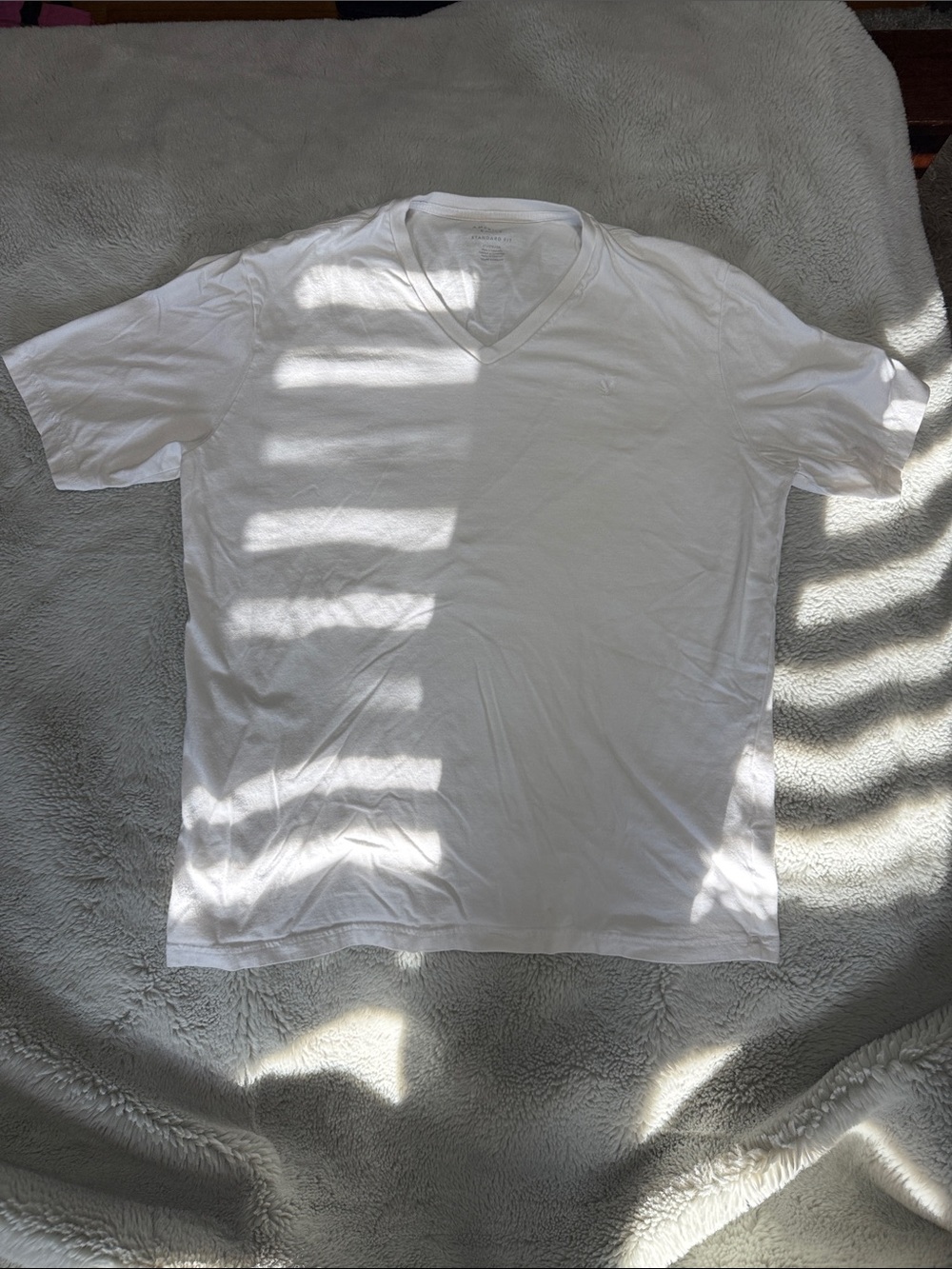 American Eagle Outfitters White V-Neck Short Sleeve Tee